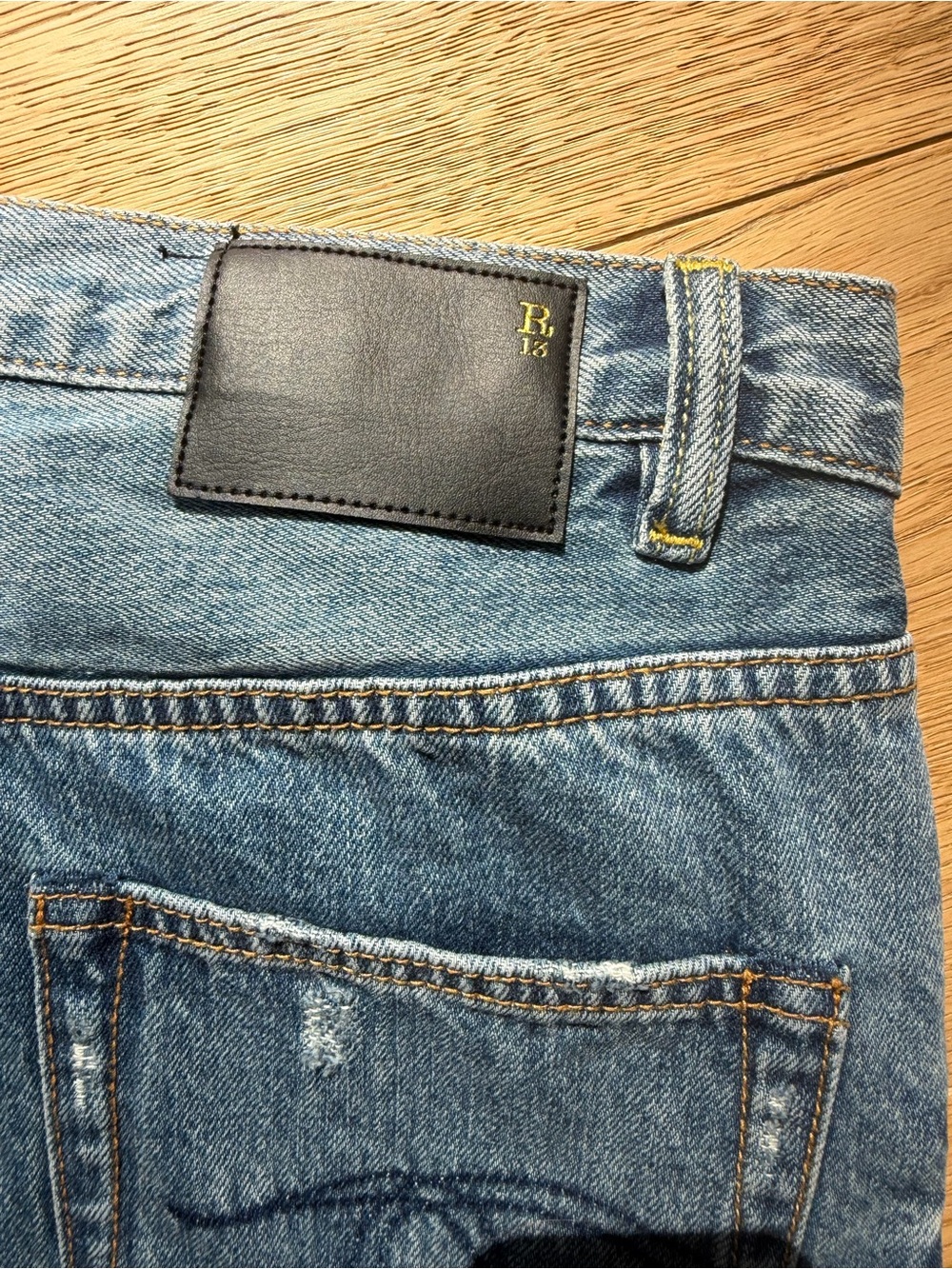 R13 Tailored Drop Denim Jean in Bain wash - 27 - Picture 9 of 17